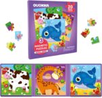 QUOKKA Magnetspiel ab 2–5 Jahre – 36-tlg. Reise-Puzzle für Kinder mit Tieren, Dinos, Autos & Weltraum