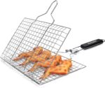 Penobon Fisch-Grillkorb aus Edelstahl - Faltbar & Tragbar mit Griff, Pinsel & Tasche