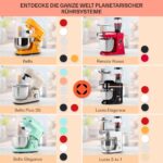 Klarstein Knetmaschine Küchenmaschine zum Backen, 1300W Teigmaschine Klein, 6 Stufen, Schneebesen Rühr- & Knethaken, 5L Schüssel, Planetenrührwerk, Rührmaschine mit Mixer, Küchenmaschinen für BrotteigRufus KI