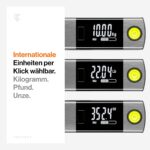TRAVELY Kofferwaage 50 kg – Edelstahl, Massband & Wasserwaage integriert