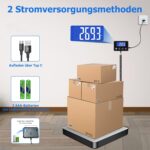 KUAIVO Paketwaage 200 kg – Präzise Plattformwaage mit LCD, Tara & Hold, aufladbar, aus Edelstahl