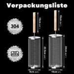 Ivtivfu Grillkorb Set aus Edelstahl | Mit Holzgriff – Für Gemüse, Garnelen & Camping