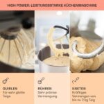 Klarstein Knetmaschine Küchenmaschine zum Backen, 1300W Teigmaschine Klein, 6 Stufen, Schneebesen Rühr- & Knethaken, 5L Schüssel, Planetenrührwerk, Rührmaschine mit Mixer, Küchenmaschinen für BrotteigRufus KI