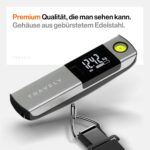 TRAVELY Kofferwaage 50 kg – Edelstahl, Massband & Wasserwaage integriert