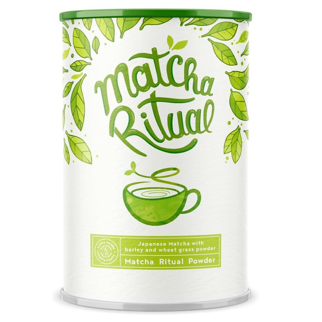 Alpha Foods Matcha Pulver – Zeremonieller Matcha mit Kokos-, Weizen- & Gerstengras (210g)