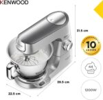 Kenwood Titanium Chef Baker KVC85 – Küchenmaschine mit Waage, 2 Rührschüsseln & Patisserie-Set, 1200 W