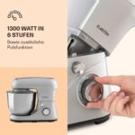 Klarstein Knetmaschine Küchenmaschine zum Backen, 1300W Teigmaschine Klein, 6 Stufen, Schneebesen Rühr- & Knethaken, 5L Schüssel, Planetenrührwerk, Rührmaschine mit Mixer, Küchenmaschinen für BrotteigRufus KI