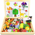 Jojoin Magnetisches Holzpuzzle mit Tafel – 110 Teile