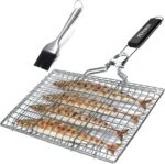 Penobon Fisch-Grillkorb aus Edelstahl - Faltbar & Tragbar mit Griff, Pinsel & Tasche