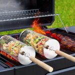 Ivtivfu Grillkorb Set aus Edelstahl | Mit Holzgriff – Für Gemüse, Garnelen & Camping