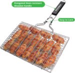 Penobon Fisch-Grillkorb aus Edelstahl - Faltbar & Tragbar mit Griff, Pinsel & Tasche