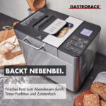 GASTROBACK Brotbackautomat Advance – 18 Programme, Joghurtfunktion, Timer, Zutatenfach & Sichtfenster in Edelstahloptik.