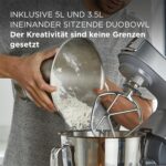 Kenwood Titanium Chef Baker KVC85 – Küchenmaschine mit Waage, 2 Rührschüsseln & Patisserie-Set, 1200 W