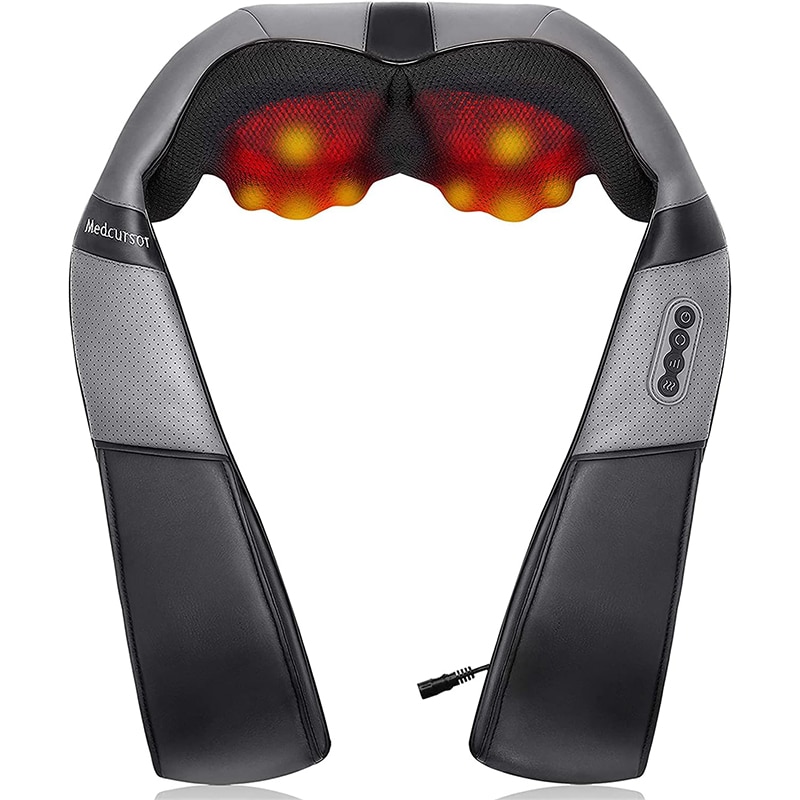 Medcursor 3D Shiatsu Nackenmassagegerät mit Wärme – Für Rücken, Schulter & Muskelentspannung Zuhause & im Auto