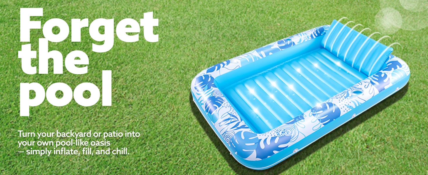 Sloosh Aufblasbare Sonnenliege – Pool Luftmatratze mit Kissen für Erwachsene & Sommerparty