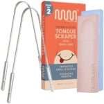 MasterMedi Zungenschaber Edelstahl 2er-Set – Gegen Mundgeruch mit Etui