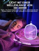 WOCVRYY 3in1 Elektro Mückenklatsche 4000V mit Akku & LED – Klappbar für Innen & Außen