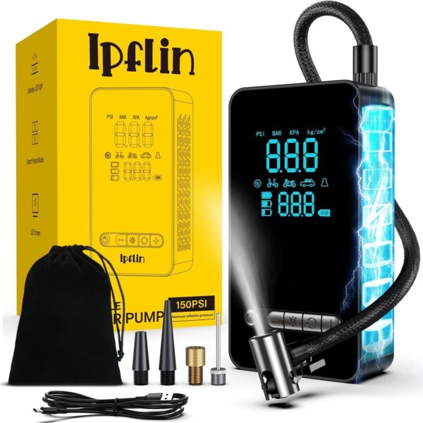 Elektrische Luftpumpe 150 PSI – Akku-Kompressor mit LED & 6000 mAh