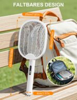 WOCVRYY 3in1 Elektro Mückenklatsche 4000V mit Akku & LED – Klappbar für Innen & Außen