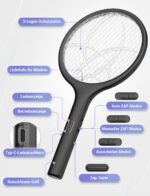 2in1 Funktion mit UV-Licht Als Klatsche & UV-Lichtfalle nutzbar – im Auto-ZAP-Modus werden Insekten automatisch bei Kontakt beseitigt.
