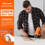 SEEKONE Heissluftpistole 2000W mit Zubehör – 60–600 °C, Keramik, schnell & vielseitig