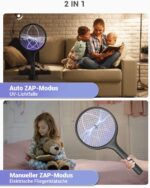 2in1 Funktion mit UV-Licht Als Klatsche & UV-Lichtfalle nutzbar – im Auto-ZAP-Modus werden Insekten automatisch bei Kontakt beseitigt.