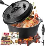 Overmont Dutch Oven Gusseisen – Feuertopf mit 2in1 Deckel & Zubehör für Outdoor & Camping