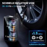 Elektrische Luftpumpe 150 PSI – Akku-Kompressor mit LED & 6000 mAh
