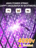 WOCVRYY 3in1 Elektro Mückenklatsche 4000V mit Akku & LED – Klappbar für Innen & Außen