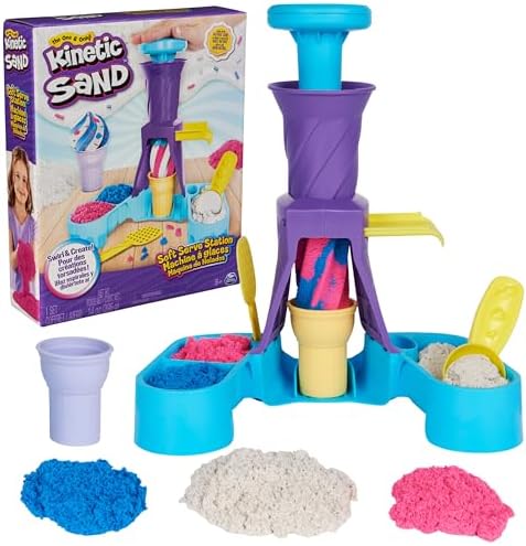 Kinetic Sand Softeis Station – Magischer Sand (396 g) & Zubehör für Kinder ab 3 Jahren