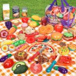 Laugigle 78-teiliges Spielessen-Set mit Tasche – Kinderküche Zubehör für Jungen & Mädchen