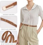KEYRI Damen Taillengürtel aus Leder – Verstellbarer Schmaler Gürtel im Retro-Stil – Klassischer Dekorativer Gürtel in Schwarz, Braun & Khaki für Jeans, Hosen & Kleider (3er Set) – Bild 2