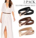 KEYRI Damen Taillengürtel aus Leder – Verstellbarer Schmaler Gürtel im Retro-Stil – Klassischer Dekorativer Gürtel in Schwarz, Braun & Khaki für Jeans, Hosen & Kleider (3er Set) – Bild 7