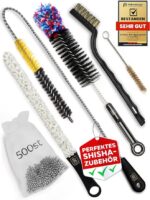 M. ROSENFELD Premium Shisha Reinigungsset – 4 Bürsten & 500 Edelstahlperlen | Komplettes Set für gründliche Wasserpfeifenreinigung (5-teilig)