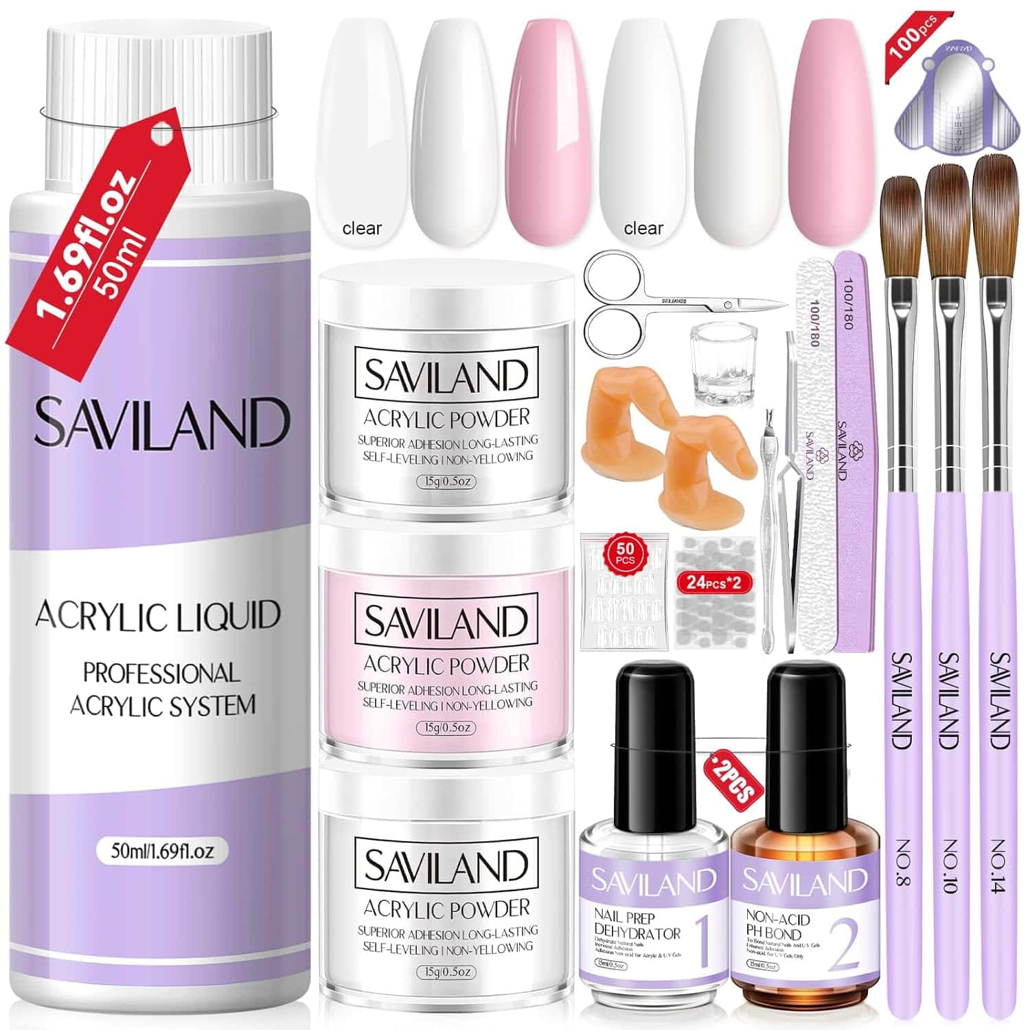 Saviland Acryl Nagelset – Komplettes Starterset für Acrylnägel & French Maniküre