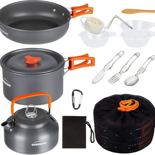 OVERMONT Aluminium Camping Kochset für Outdoor & Picknick