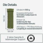Ultraleichte 550g Aufblasbare Isomatte mit integriertem Kissen – Bild 3