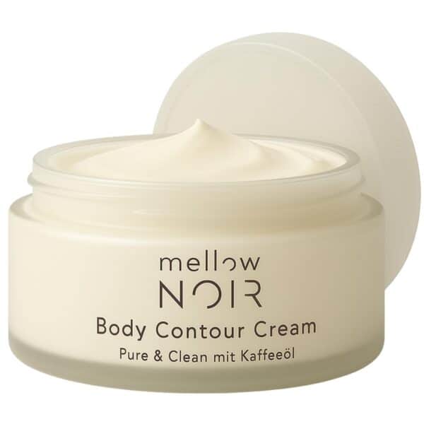 mellow NOIR Body Contour Cream 200 ml – Straffende Körpercreme gegen Cellulite – Für Bauch, Beine und Oberarme – Schnell einziehend
