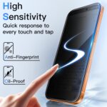 JETech Sichtschutz-Glas für iPhone – Anti-Spionage Displayschutz mit Installationshilfe, 2 Stück – Bild 2