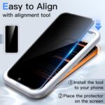 JETech Sichtschutz-Glas für iPhone – Anti-Spionage Displayschutz mit Installationshilfe, 2 Stück – Bild 5