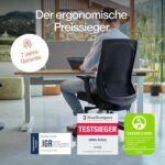 Ergo Bürostuhl Schwarz mit Armlehnen