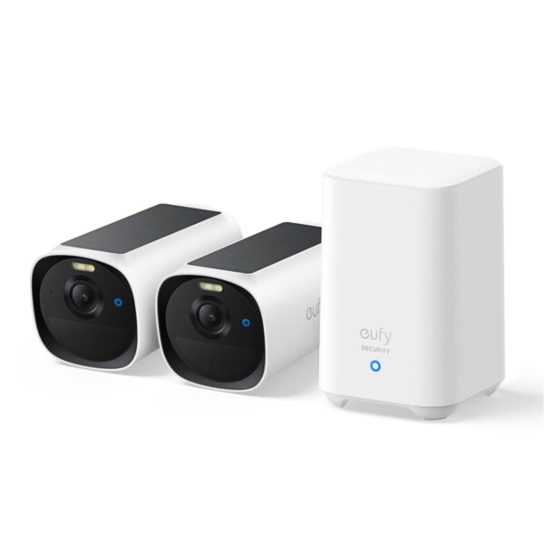 eufy Security eufyCam E40 2er Set mit HomeBase 2 – kabellose 2K Solarkamera für Aussen