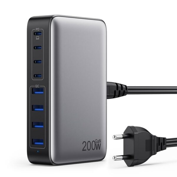 Feob 200W USB-C Ladegerät 8-Port mit GaN III – Schnellladung für Laptop & Smartphone