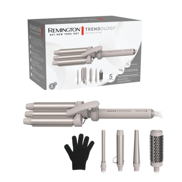 Remington Trendology 5-in-1 Lockenstab mit 5 Aufsätzen & LED-Display (130–210°C) – Vielseitiger Multi-Styler für alle Haartypen