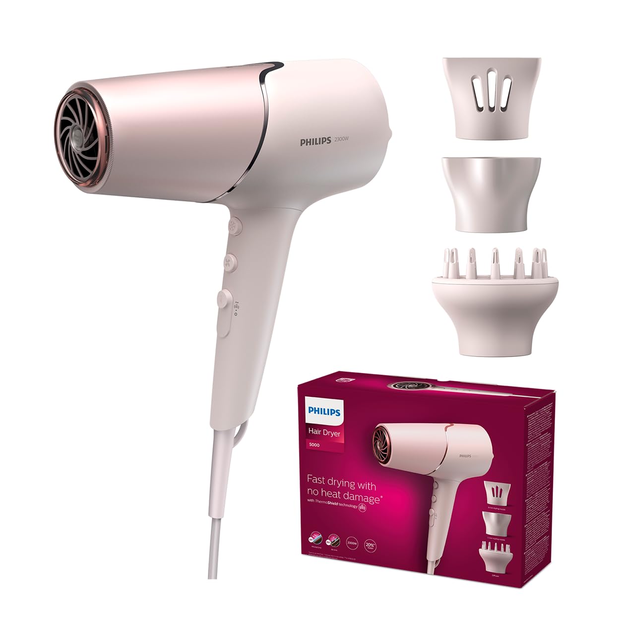 5179T3njjfL._SY1250_.jpg Philips 5000 Series Haartrockner mit ThermoShield – Professionelles Styling in 5 Minuten – Bild 1
