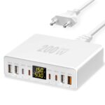 YSYFAD 200W USB-C Ladestation 8-Port mit LED – Schnellladegerät für iPhone, MacBook & Laptops