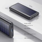 QTshine Solar Powerbank 26800mAh – USB-C Schnellladung mit 3 Ausgängen für iPhone & Samsung – Bild 5