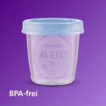 Philips AVENT Nahrungs-Mehrwegbecher Set (SCF721/20) – 20er Pack mit Deckel & Löffel – Bild 5