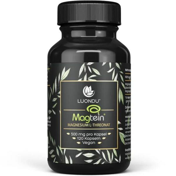 Magtein® Magnesium L-Threonat 500 mg – 120 vegane Kapseln hochdosiert für Energie & Nervenfunktion