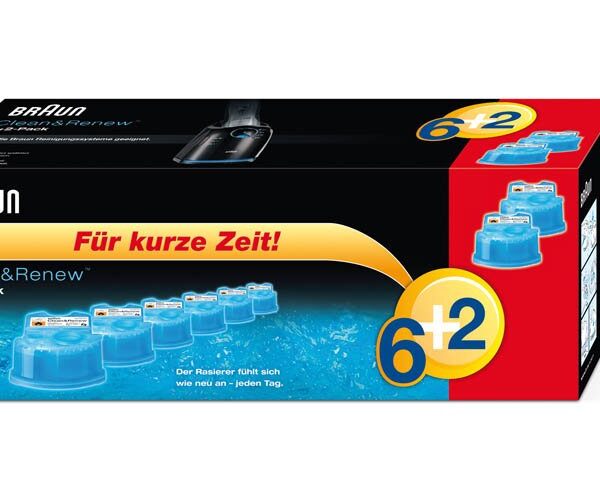 Braun Clean&Renew Reinigungskartusche 6+2er-Pack – Hygiene & Pflege für Rasierer